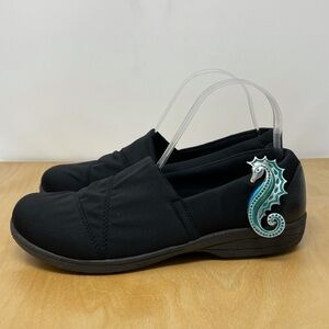 Abeo Black Flats with Seahorse Detail